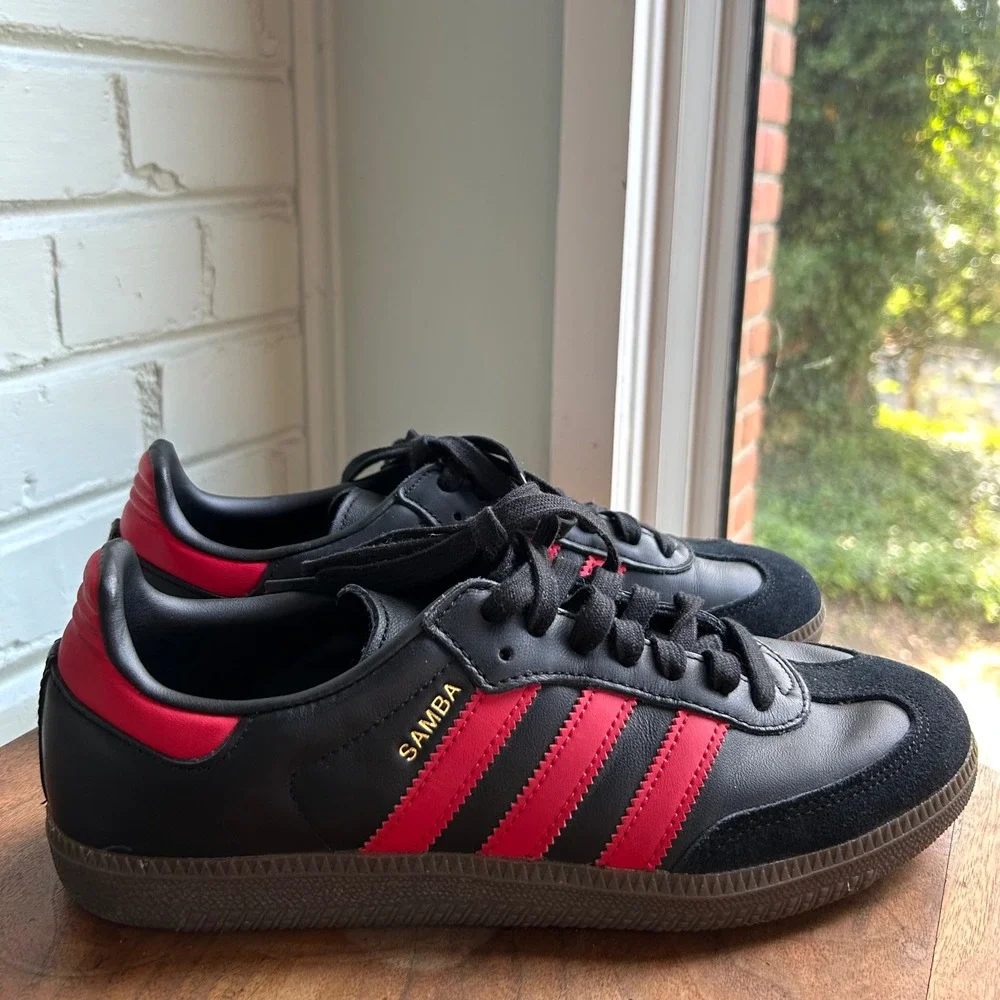 Adidas Original Samba Manchester United Sneakers Men's 7 Black Red Devils